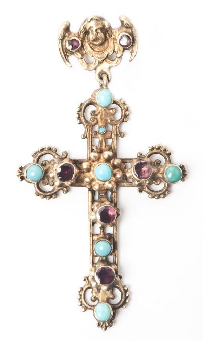 Croix en or et turquoise